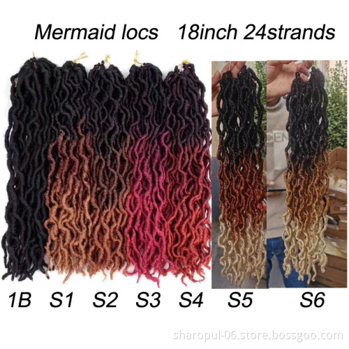 New Wavy Mermaid gpsy locs hair extension 3tone Color Ombre Faux Locs Crochet Braiding Hair